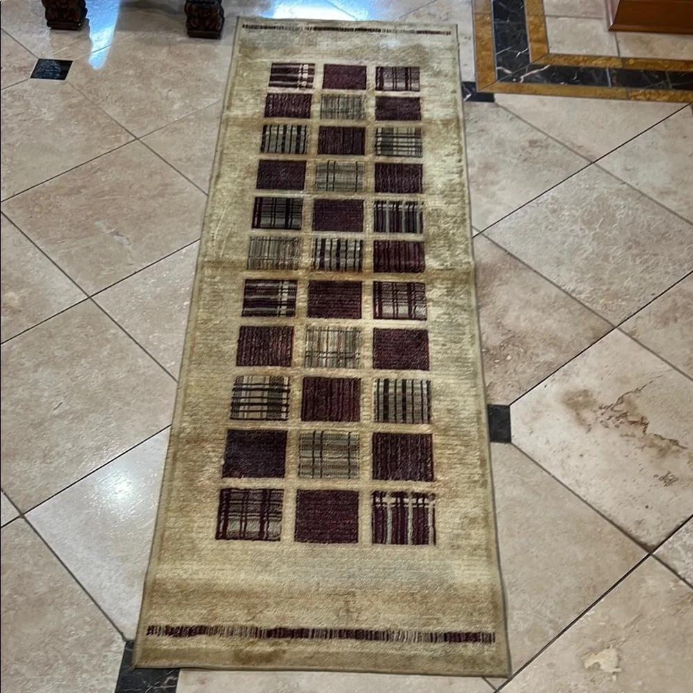 Plaid Patterned Runner Rug